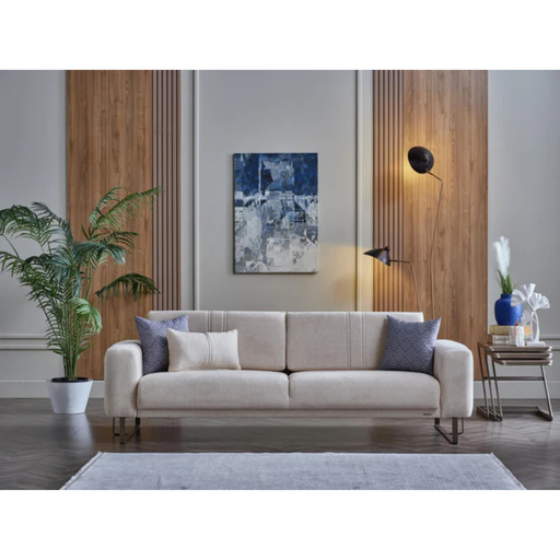 Bellona Mirante 3-seat sleeper sofa with plush fabric and modern design, shown in a neutral color with open bed feature.