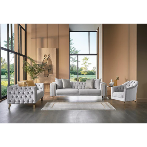 Bellona Montego 3-seat sleeper sofa with plush fabric, featuring a folded-out bed and modern design in a cozy living room setting.