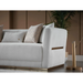 Bellona Monroe 3-seat sleeper sofa with beige fabric upholstery and plush cushions, showcasing its convertible design for overnight guests.