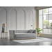 Bellona Monroe 3-seat sleeper sofa with gray fabric upholstery and plush cushions, displayed in a modern living room setting.