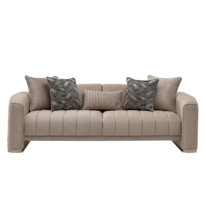 Bellona Veronica 3-seat sleeper sofa with modern fabric upholstery, featuring a folded-out bed and plush cushions.