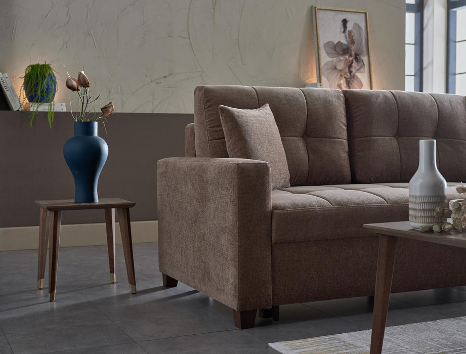 Bellona IVY sectional with three stationary fabric sofas arranged in a modern living room setting