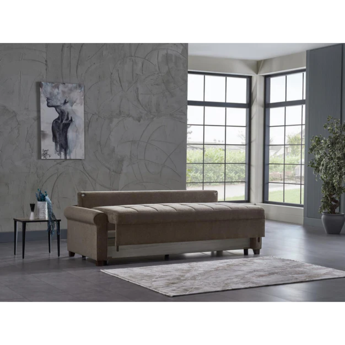 Bellona Mocca P Kol stationary sofa with plush fabric, featuring a modern design and comfortable seating in a cozy living room setting.