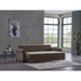 Bellona Mocca P Kol stationary sofa with plush cushions and modern design, featuring a rich brown fabric upholstery.