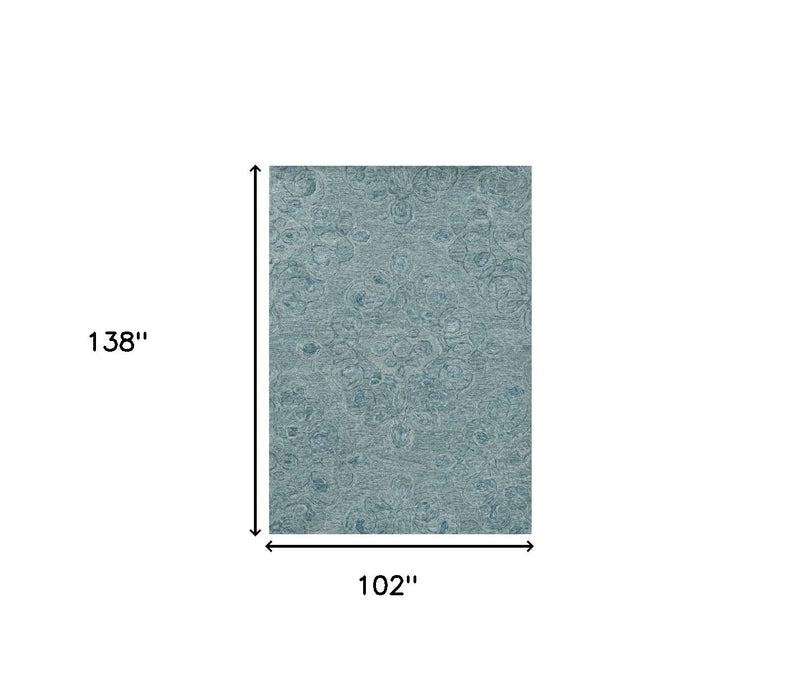 9' x 12' Hand Tufted Floral Indoor Area Rug - Seafoam Blue