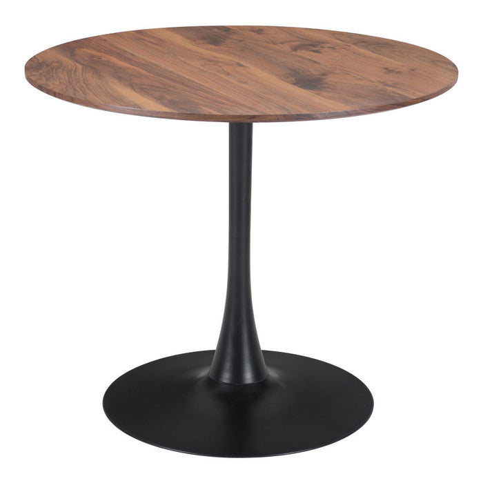 35" Steel Pedestal Base Dining Table - Brown / Black