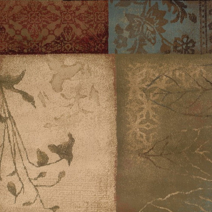 10' x 13' Floral Block Pattern Area Rug - Beige And Brown