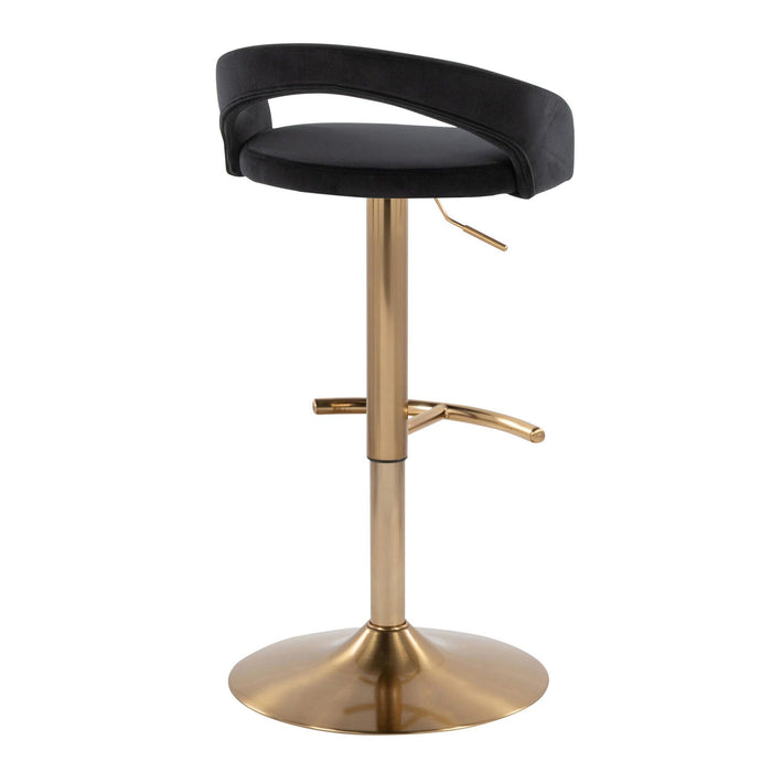 Grotto - Upholstered Adjustable Barstool - Gold Metal Base