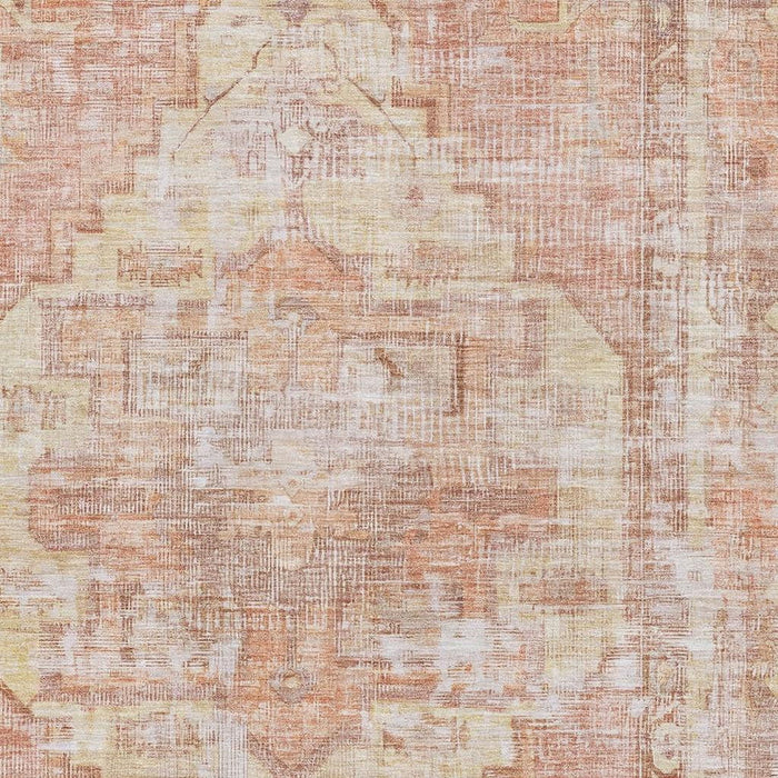 10' X 14' Oriental Washable Area Rug With UV Protection (699412) - Terra Cotta / Ivory / Wheat