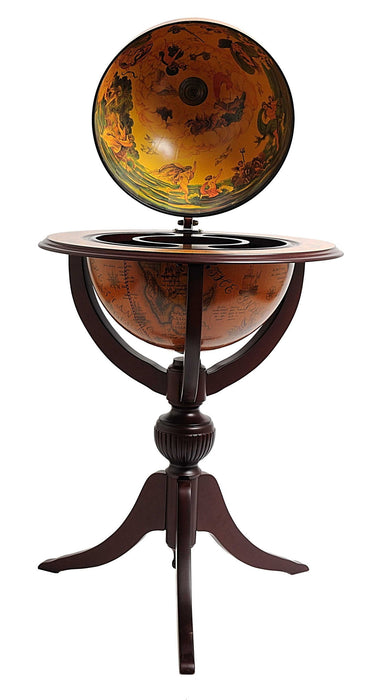 26" X 26" X 45" Globe Bar 3 Legs - Mahogany