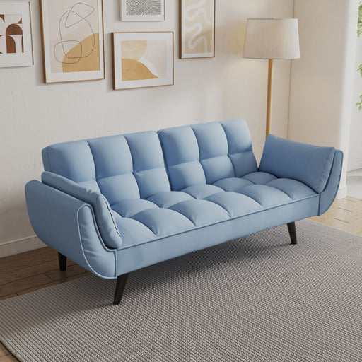 Giga sofa with soft throw pillow and two armrests, perfect for small apartments or bedrooms, comfortable and stylish futon sofa
