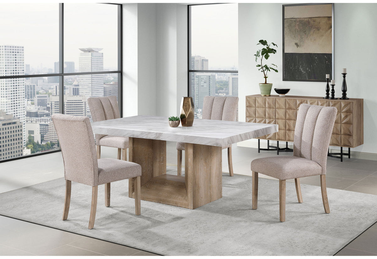 D02 - 7 Piece Dining Room Set (Dining Table And 6 Dining Chairs) - Bei