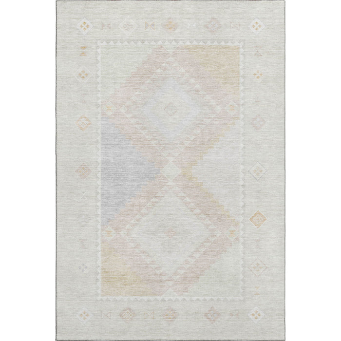 9' X 12' Geometric Washable Area Rug With UV Protection - Gray And Ivory