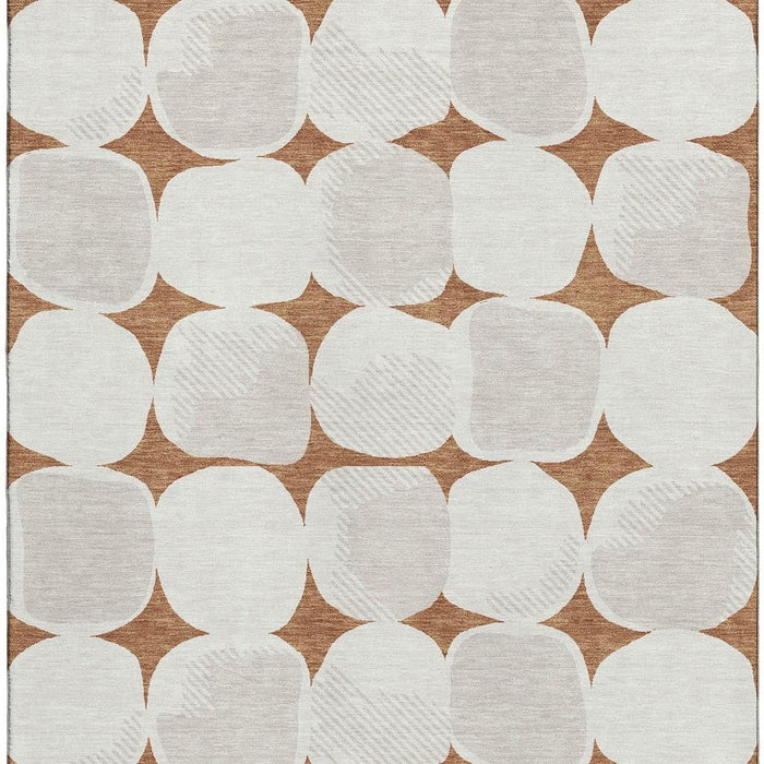10' X 14' Abstract Geometric Washable Area Rug With UV Protection (669222) - Rust / Ivory