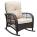 Giga outdoor garden rocking chair with brown and beige all-weather resin wicker, powder-coated metal frame, perfect for patio lounging