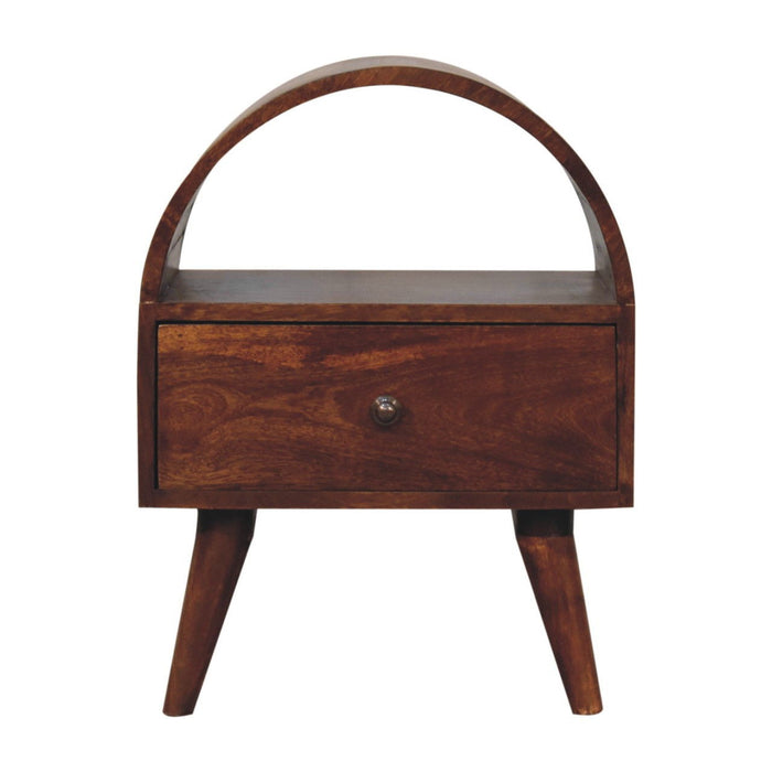 24" Solid Wood Oval Top One Drawer Nightstand - Chestnut