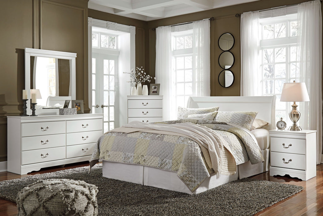 Anarasia - Queen Sleigh Headboard with Bolt on Bed Frame - White