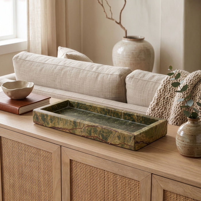 Elegant Michael Meridian Furniture marble tray with polished surface, perfect for serving or decorative use.