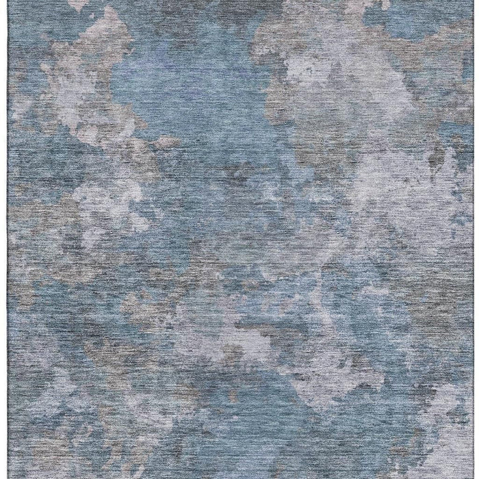 10' X 14' Abstract Washable Area Rug With UV Protection (710316) - Denim Blue / Gray