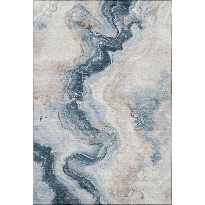 10' X 14' Abstract Washable Area Rug With UV Protection (706139) - Beige / Blue / Ivory