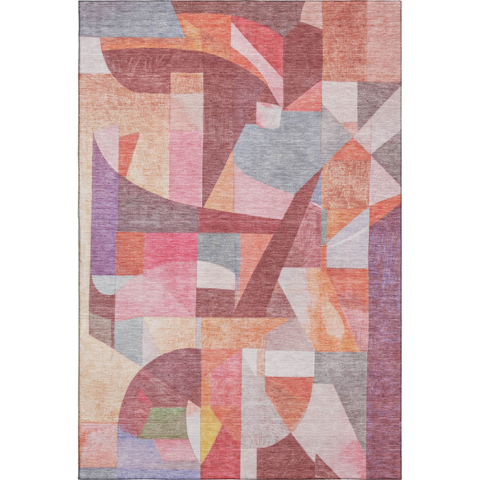 10' X 14' Abstract Washable Area Rug With UV Protection (700367) - Rust / Pink / Purple