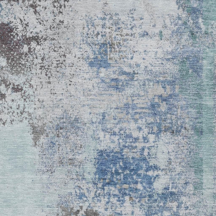 10' X 14' Abstract Washable Area Rug With UV Protection (717080) - Turquoise / Gray