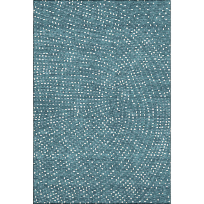 10' X 14' Polka Dot Washable Area Rug With UV Protection (680211) - Teal / Ivory
