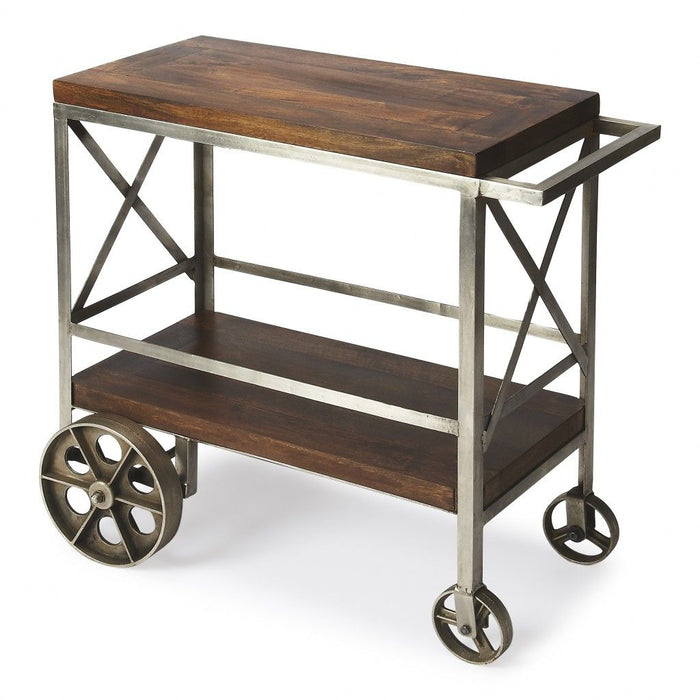 Vintage Style Rolling Server Bar Cart - Dark Brown