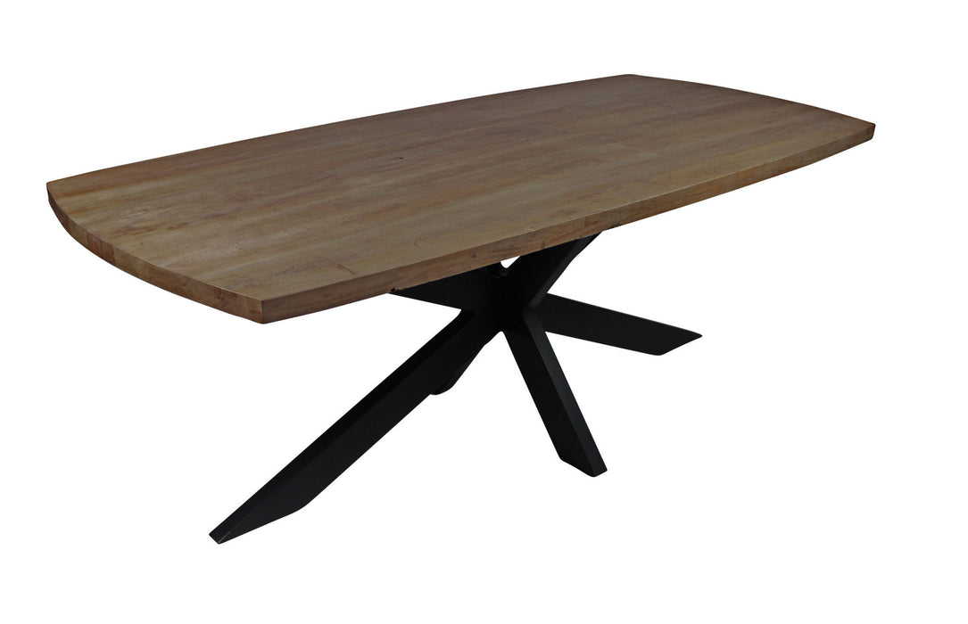 82" Solid Wood And Iron Pedestal Base Dining Table - Natural / Black
