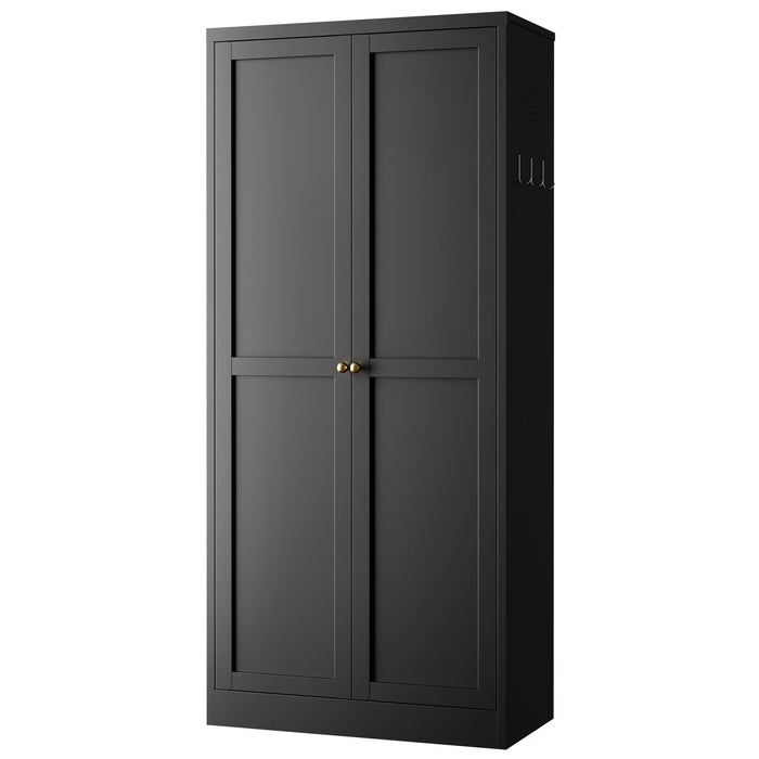 Giga kitchen pantry cabinet with four adjustable shelves and a heavy-duty freestanding design, ideal for kitchen storage and organization.