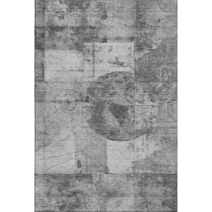 10' X 14' Geometric Washable Area Rug With UV Protection (707665) - Gray / Silver