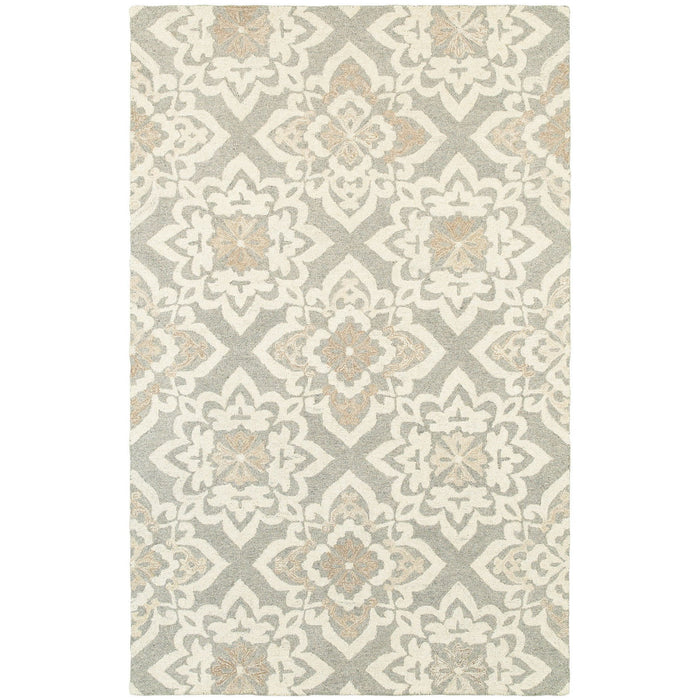 10' X 13' Wool Geometric Hand Tufted Area Rug - Sand And Gray