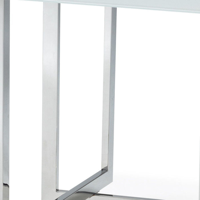 59" Wood And Metal Pedestal Base Square Dining Table - White
