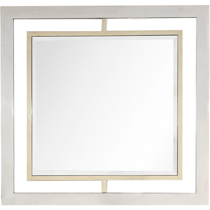 32" Square Steel Framed Accent Mirror - Gold