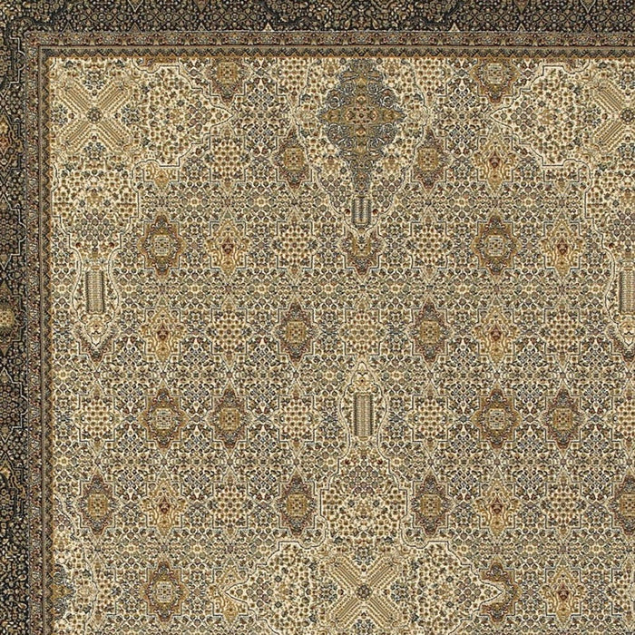 7' X 10' Medallion Area Rug With Fringe (574461) - Ivory / Dark Blue