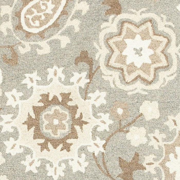 8' X 10' Wool Floral Hand Tufted Area Rug - Gray And Sand