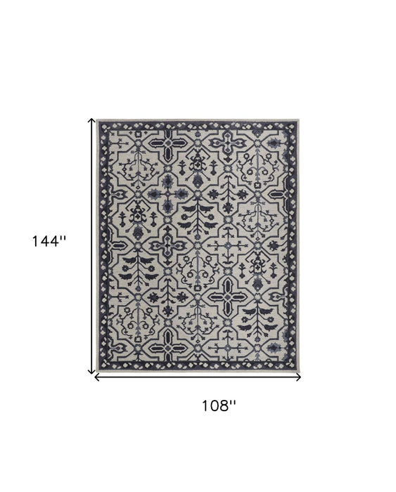 9' x 12' Wool Floral Tufted Handmade Stain Resistant Area Rug - Taupe And Gray