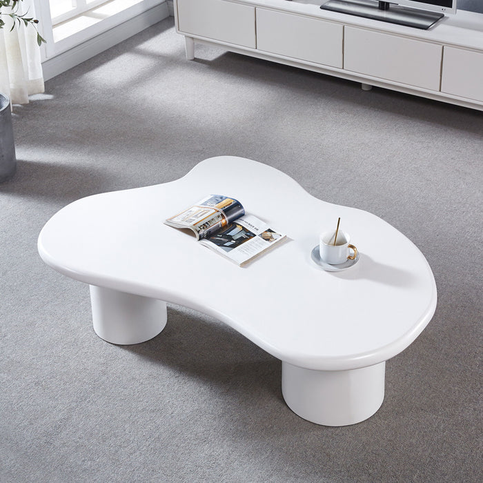 Solid Wood Free Form Coffee Table - White