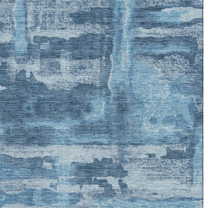 10' X 14' Abstract Washable Area Rug With UV Protection (714649) - Denim Blue / Sky Blue