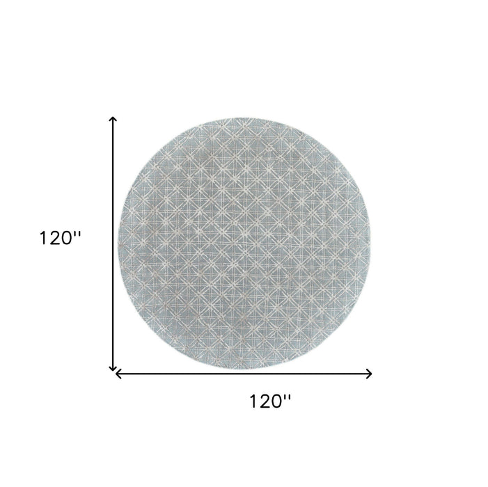 10' Round Wool Abstract Tufted Handmade Area Rug - Blue Silver And Gray