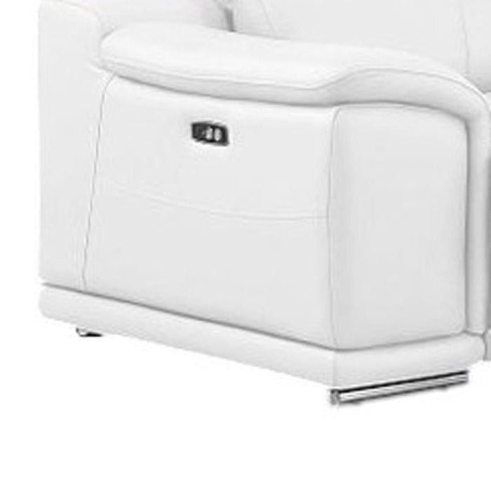Leather Modular L Shaped Seven Piece Corner Sectional With Console - White