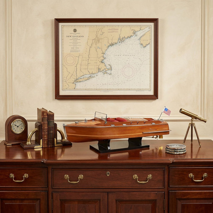 Hand Painted Decorative Boat - Brown