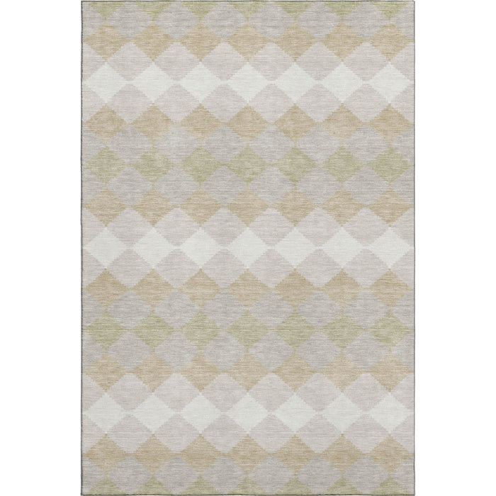 10' X 14' Geometric Washable Area Rug With UV Protection (679030) - Beige / Taupe / Ivory