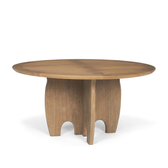 59" Solid Wood Pedestal Base Round Top Dining Table - Brown