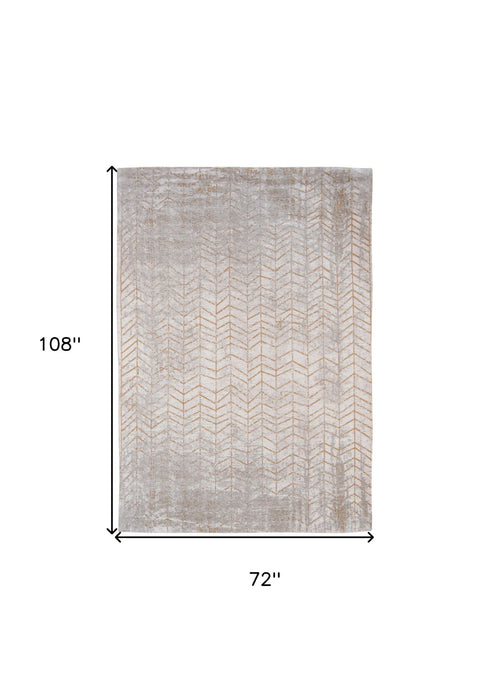 7' x 9' Chevron Non Skid Area Rug - Gray And Yellow