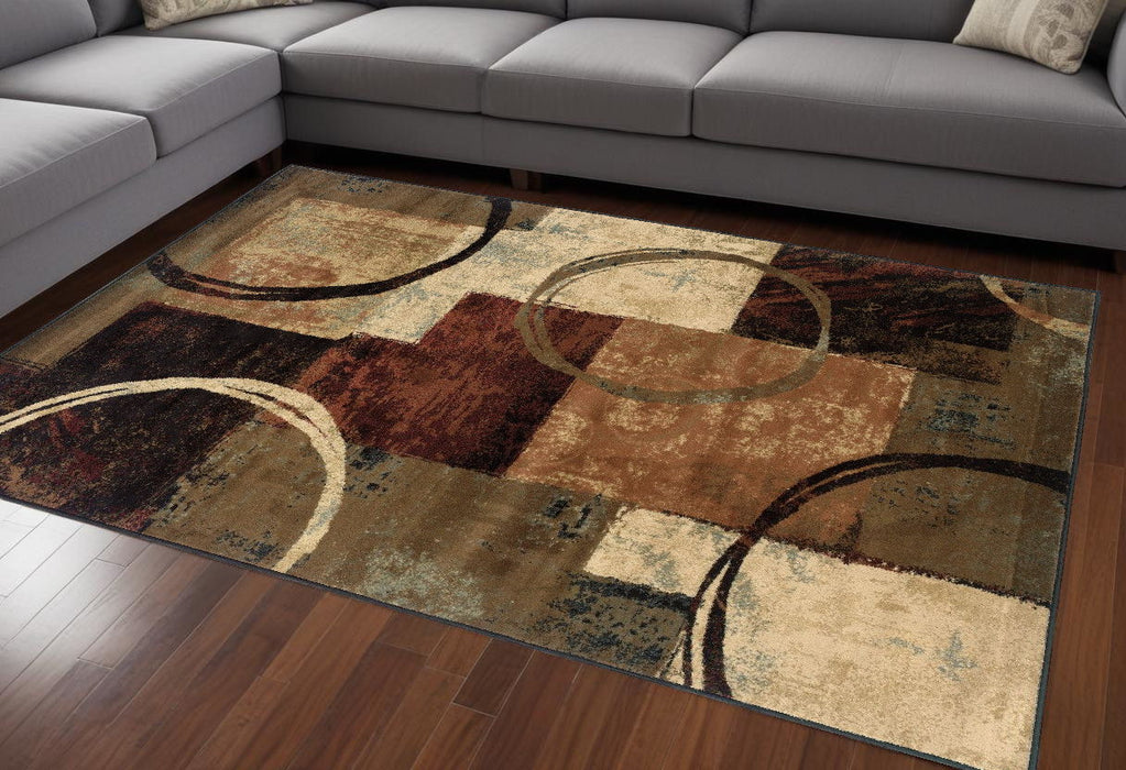 10' x 13' Abstract Geometric Area Rug - Brown And Black