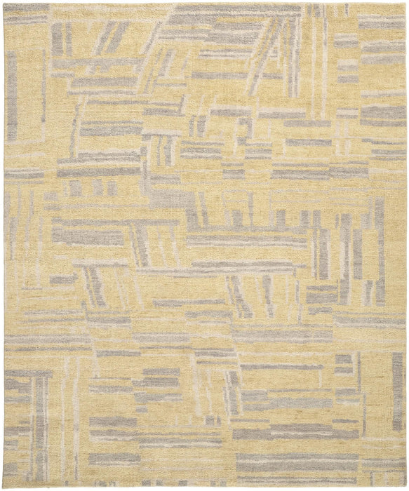 8' X 10' Wool Abstract Hand Knotted Area Rug (744290) - Gold / Gray