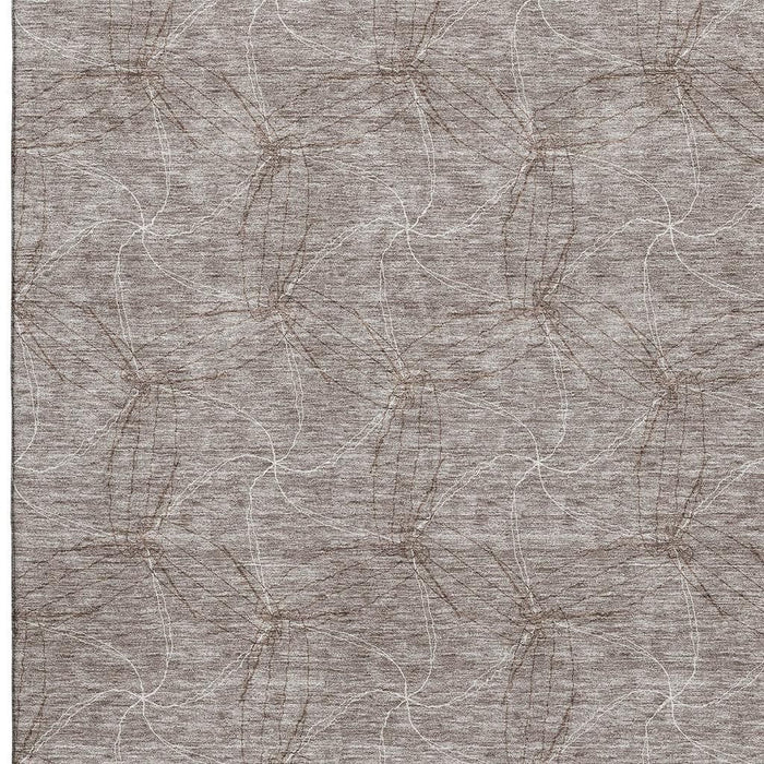 10' X 14' Geometric Washable Area Rug With UV Protection (676608) - Taupe / Ivory
