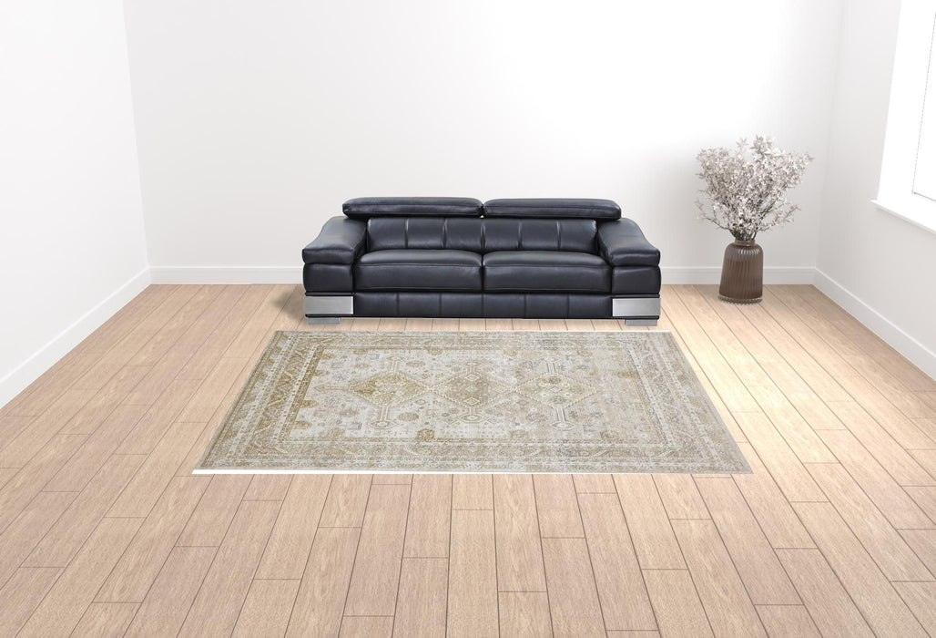 9' x 12' Floral Area Rug - Gold And Ivory