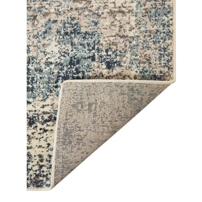 9.3' x 12' Abstract Power Loom Area Rug - Ivory Blue And Gray